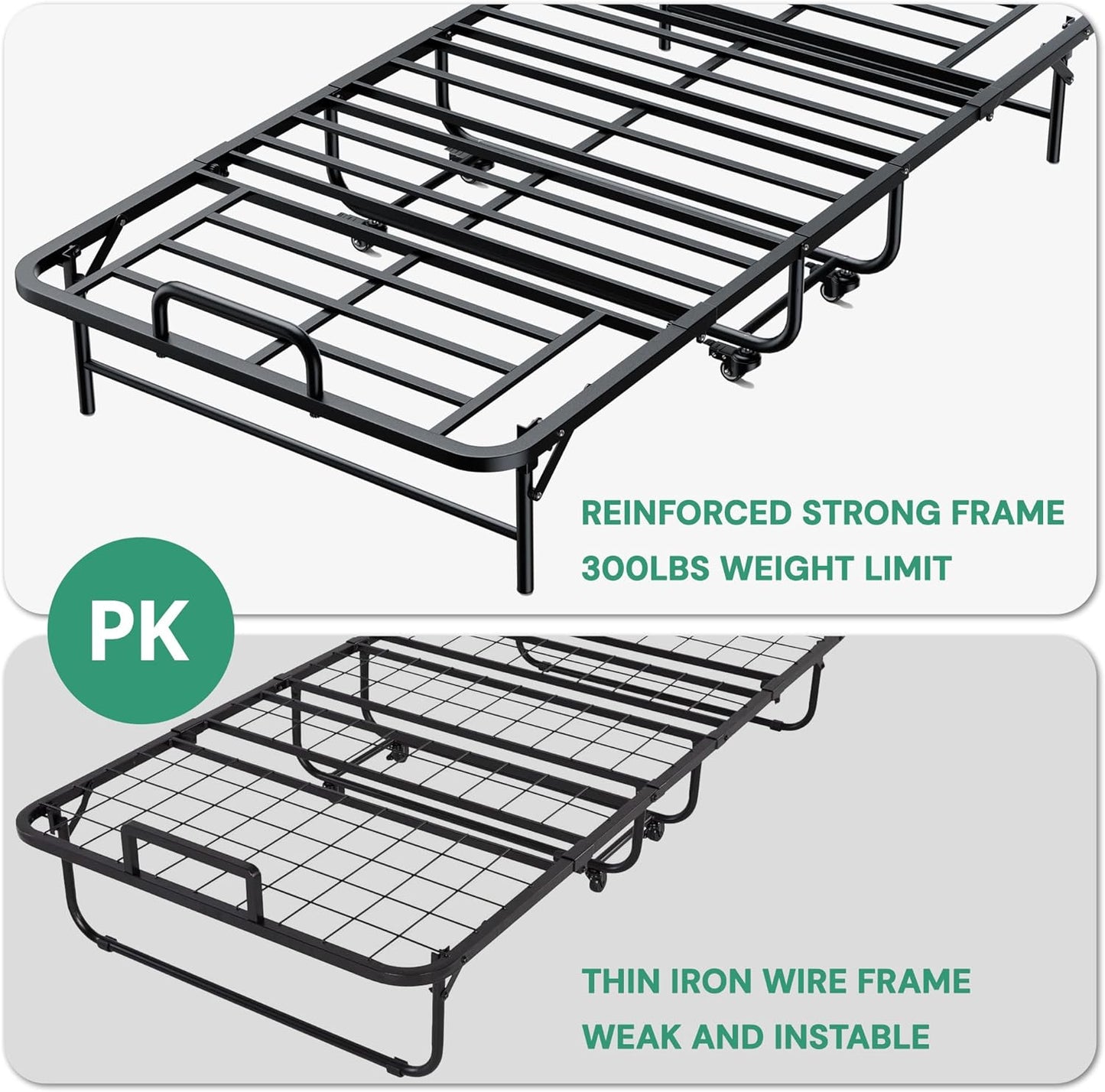 SunsGrove Twin Folding Bed with Mattress, 75" x 38" Folded Bed, Rollaway Bed Guest Bed Portable Foldable Extra Bed for Adults, Fold up Bed with 5" Memory Foam Mattress, Space-Saving Sturdy Metal Frame