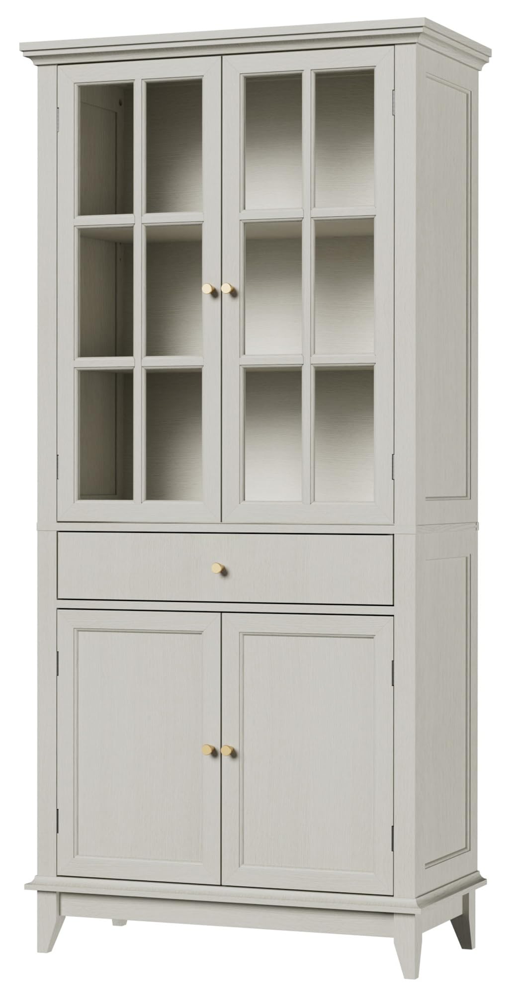 Bookshelves and Bookcases, Floor Standing Display Storage with 1 Adjustable Shelf, Tall Bookcase for Home Office, Living Room, White Oak (White Oak, 2 Doors)
