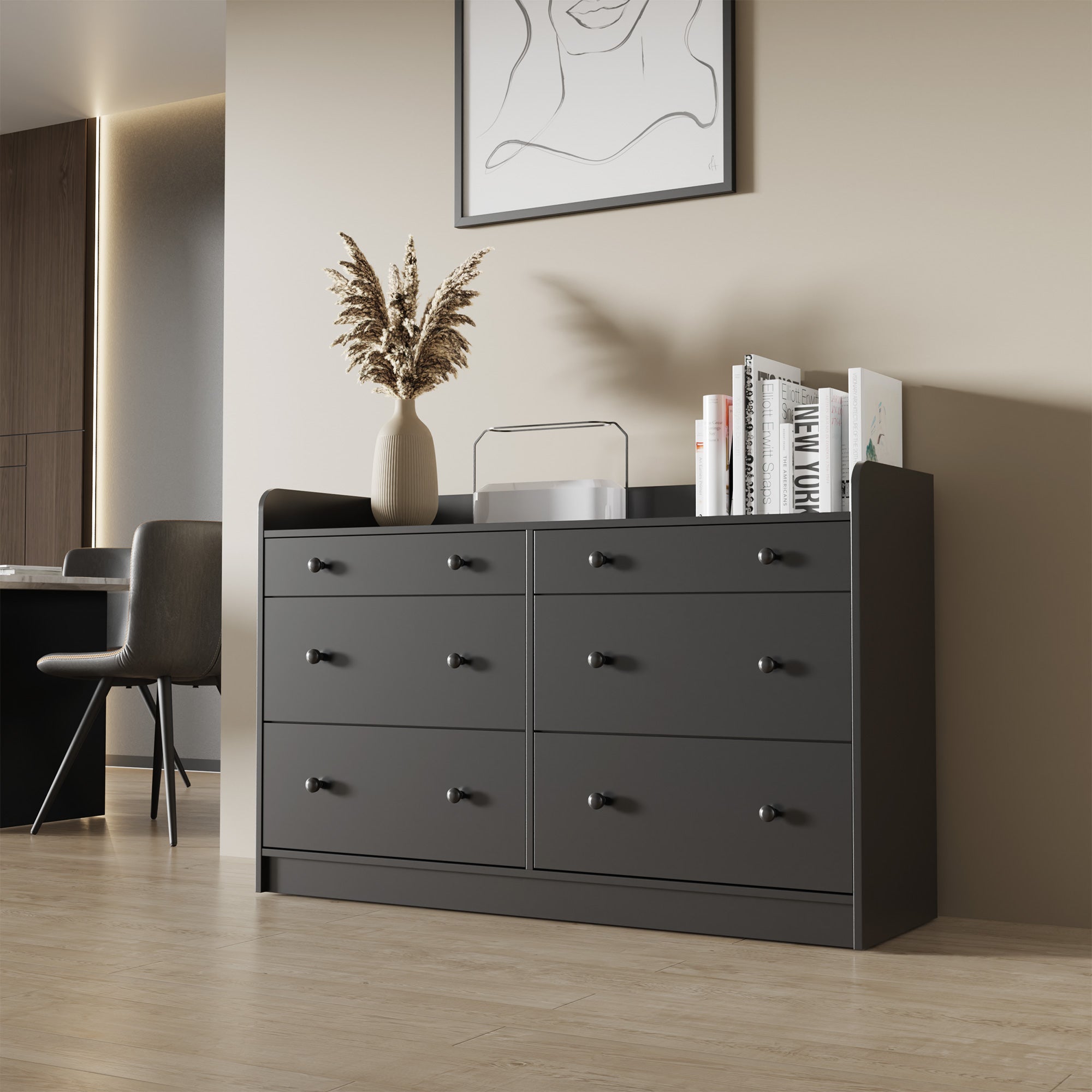 6 Drawer White Dresser with Double Anti-Tilt Devices, Accent Dressers – cozycastle.com