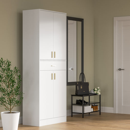 Cozy Castle Kitchen Pantry, 70" Freestanding Storage Cabinet with Doors and Adjustable Shelves, Pantry Cabinet for Kitchen, Bathroom or Hallway, White