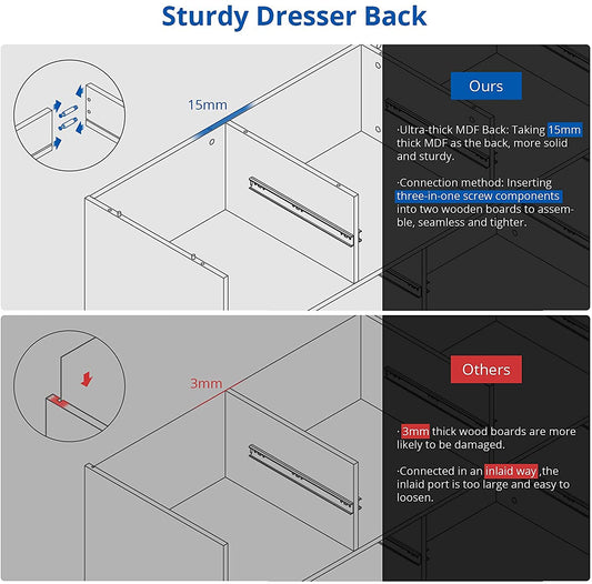 6 Drawer Dresser, MDF Board, Black