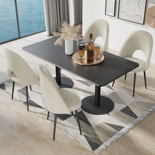 Kitchen & Dining Room Chairs, Velvet Mid Century Dining Chairs with High Back, Kitchen Chairs Set of 2, Beige