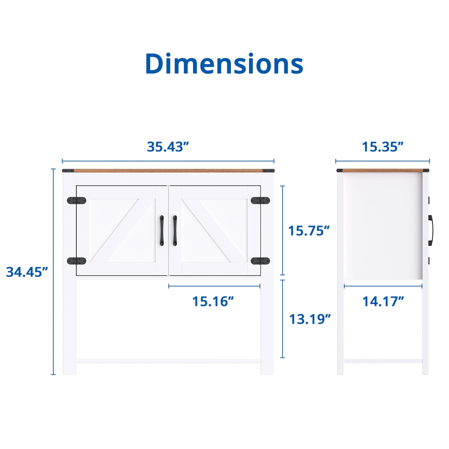 Farmhouse Coffee Bar Cabinet, Buffet Table with 2 Doors, Accent Buffet Storage Cabinet for Entryway, Kitchen, Bathroom, White