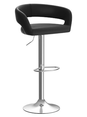 Bar Stool Set of 2, Swivel Counter Stool, Modern Adjustable Barstool, Curved Backrest Faux Leather Bar Chair, 24 to 32 Inch Height, Black