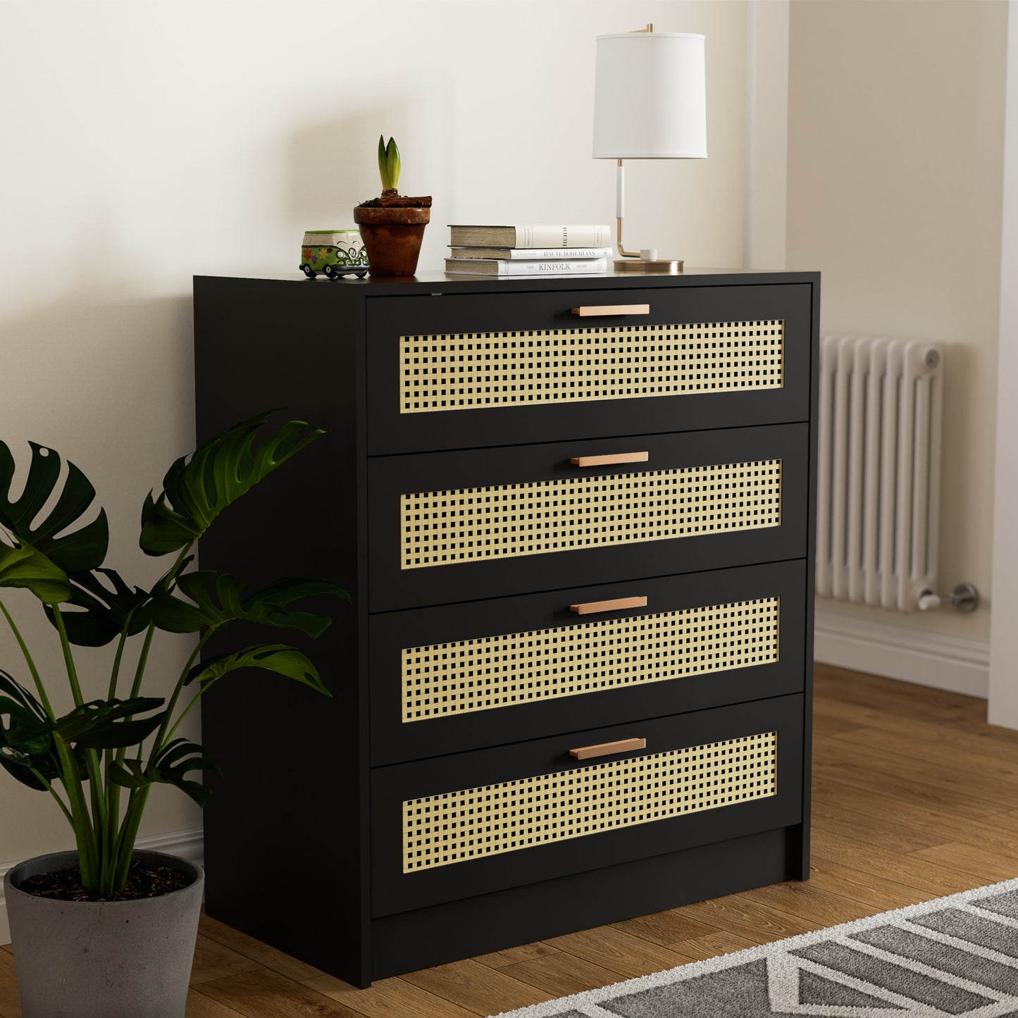 Cozy Castle Rattan 4 Drawer Dresser for Bedroom