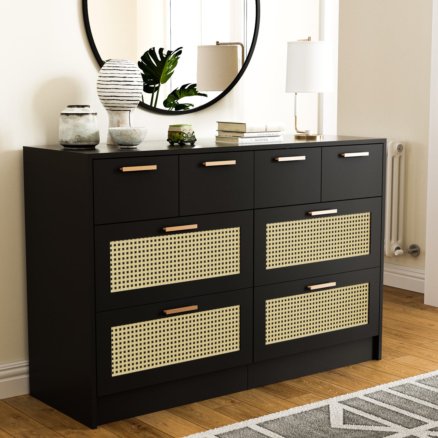 Cozy Castle Rattan 6 Drawer Double Dresser for Bedroom