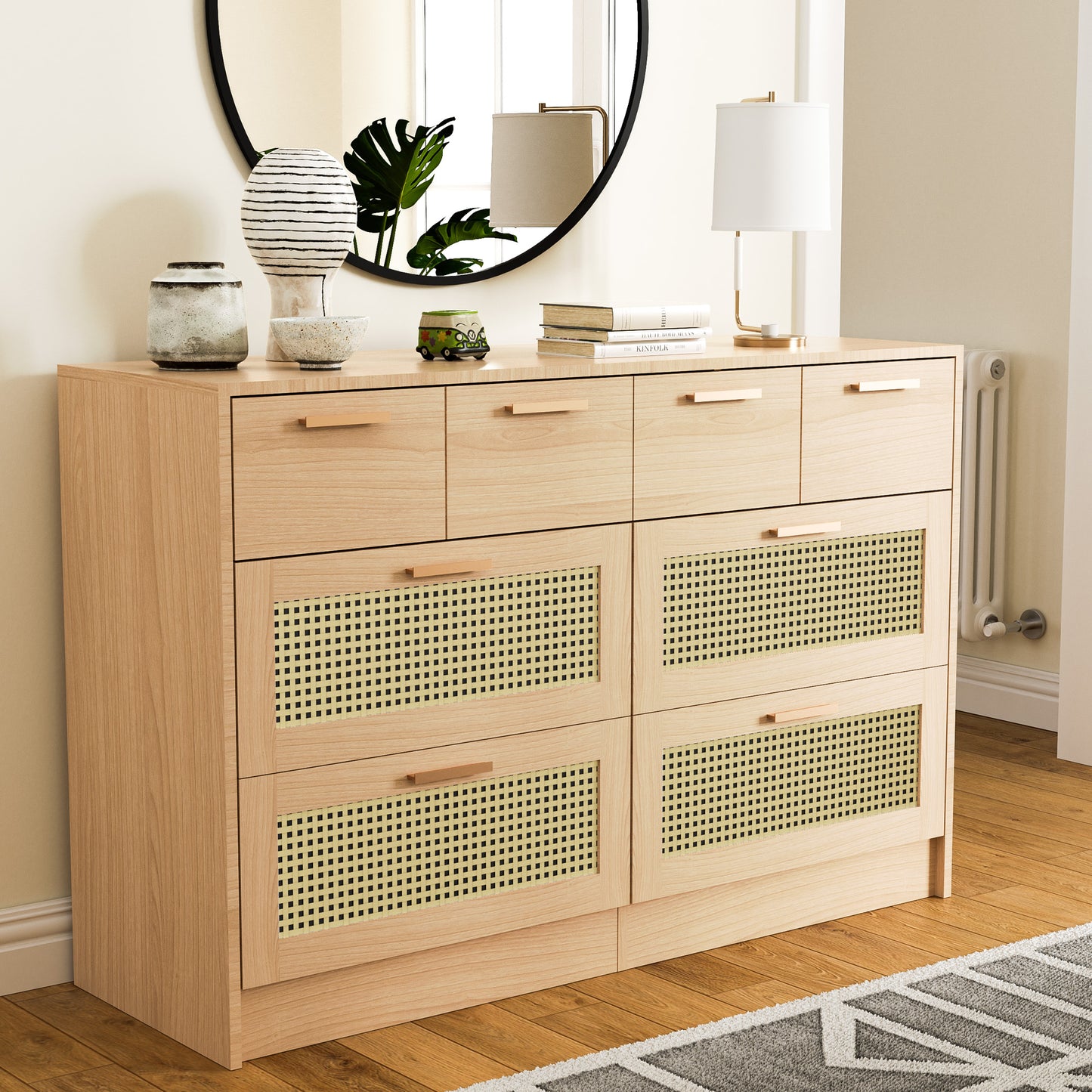 Cozy Castle Rattan 6 Drawer Double Dresser for Bedroom