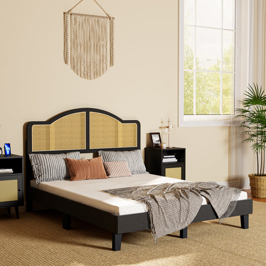 Cozy Castle Queen Size Bed Frame, Upholstered Queen Bed Frame with  Adjustable Headboard, Platform Bed with Wood Slat Support, No Box Spring  Needed