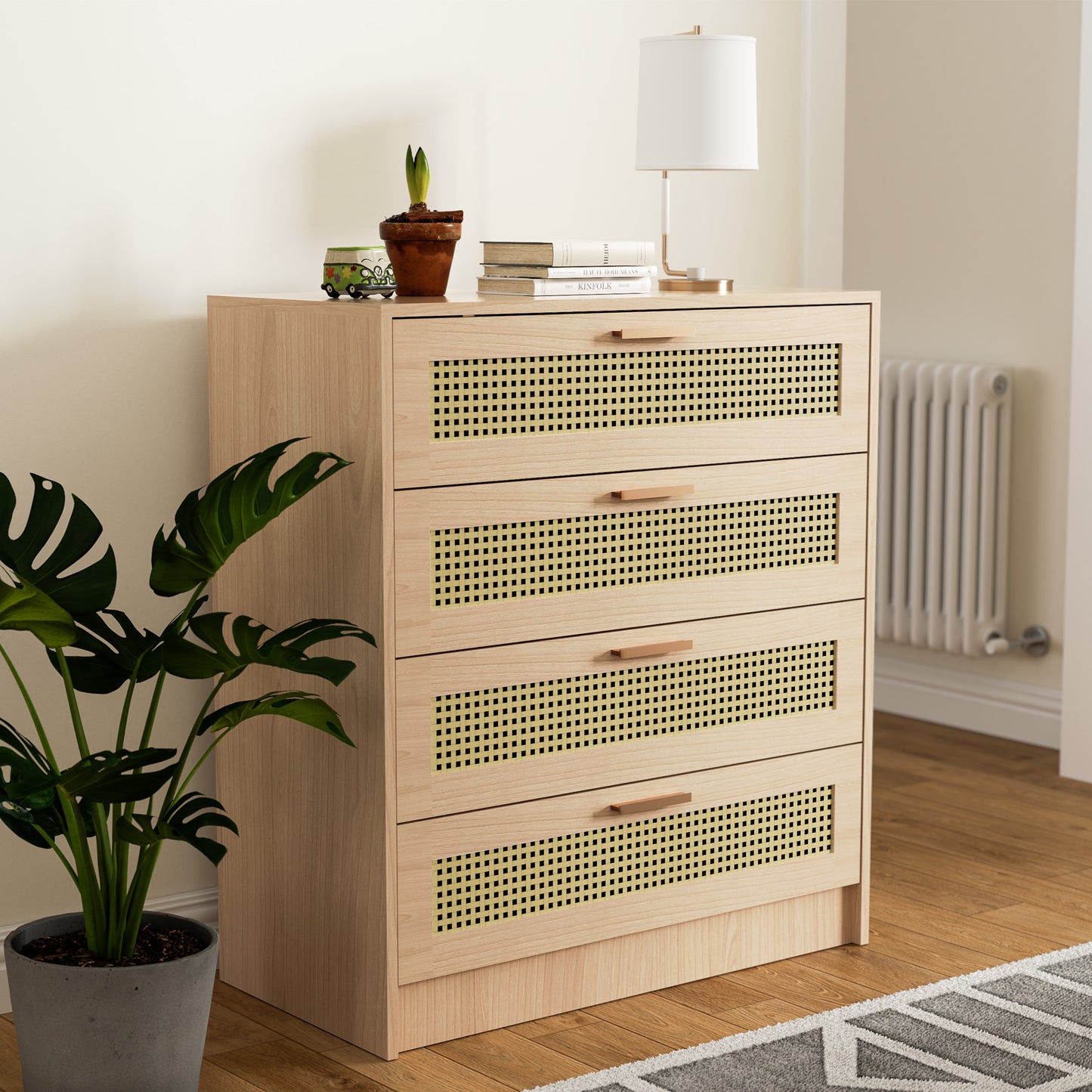 Cozy Castle Rattan 4 Drawer Dresser for Bedroom