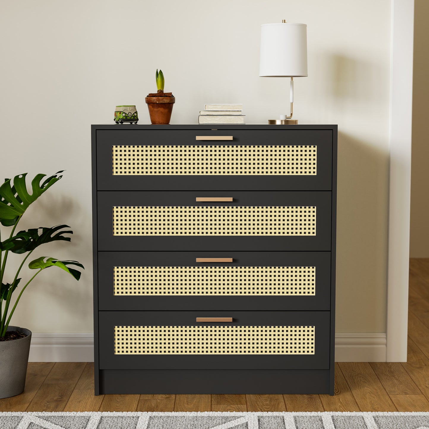 Cozy Castle Rattan 4 Drawer Dresser for Bedroom