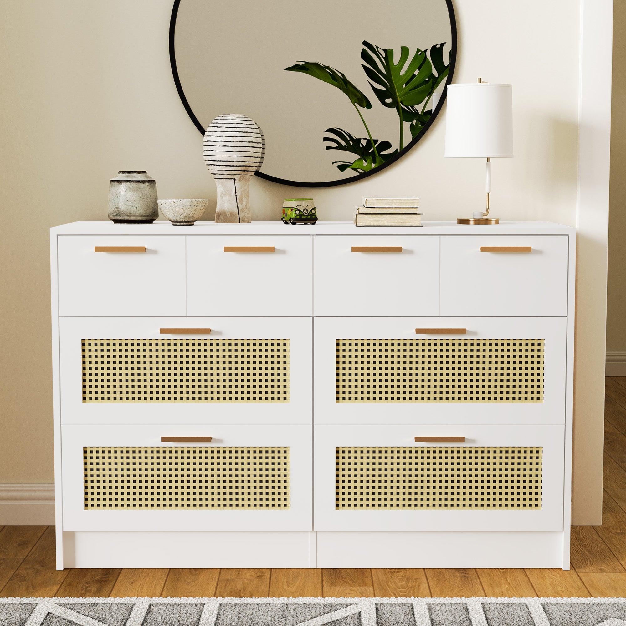 Cozy Castle Rattan 6 Drawer Double Dresser for Bedroom – cozycastle.com