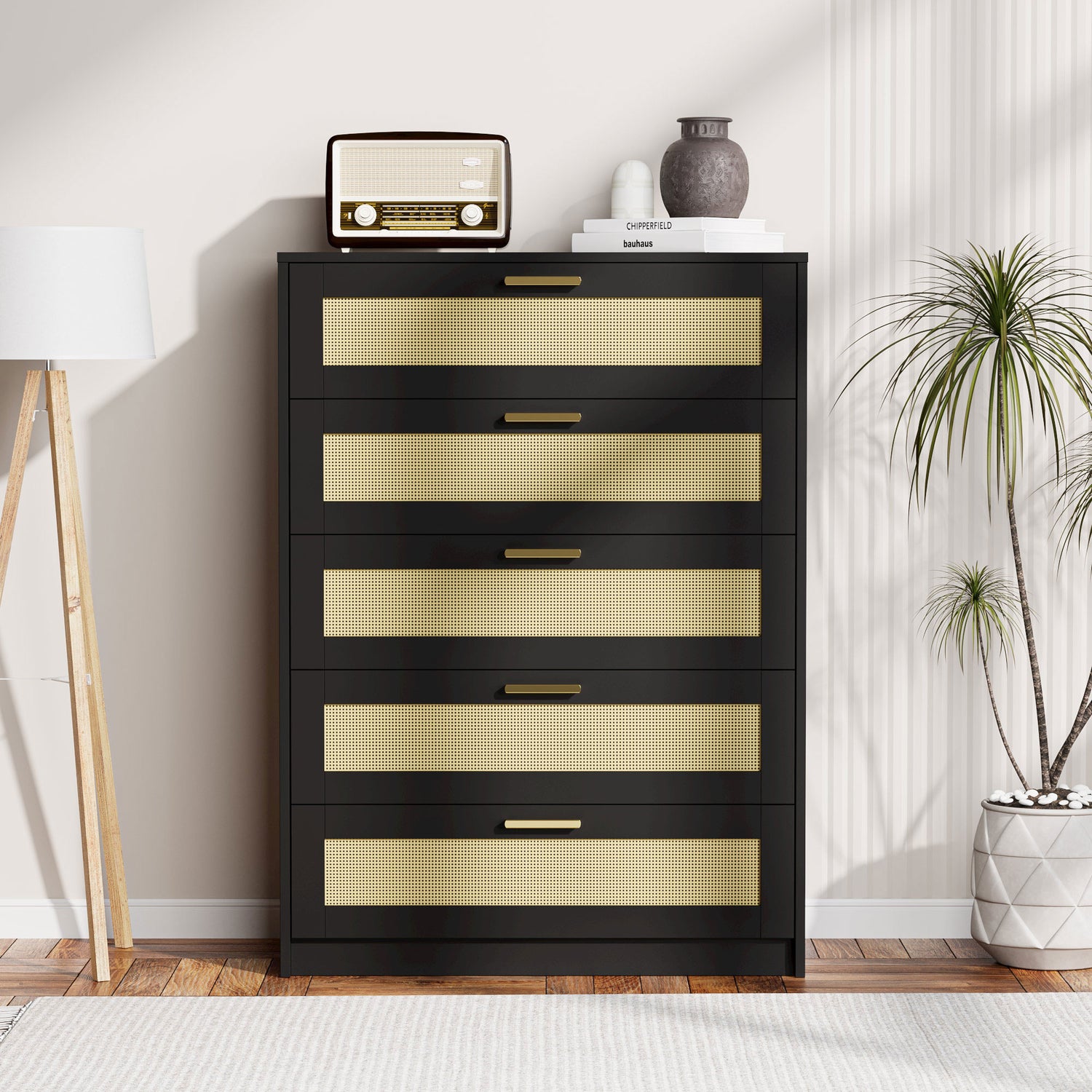 Cozy Castle Rattan 5 Drawer Dresser for Bedroom, Modern Boho Dresser f cozycastle.com Cozy Castle Rattan 5 Drawer Dresser for Bedroom, Modern Boho Dresser f cozycastle.com