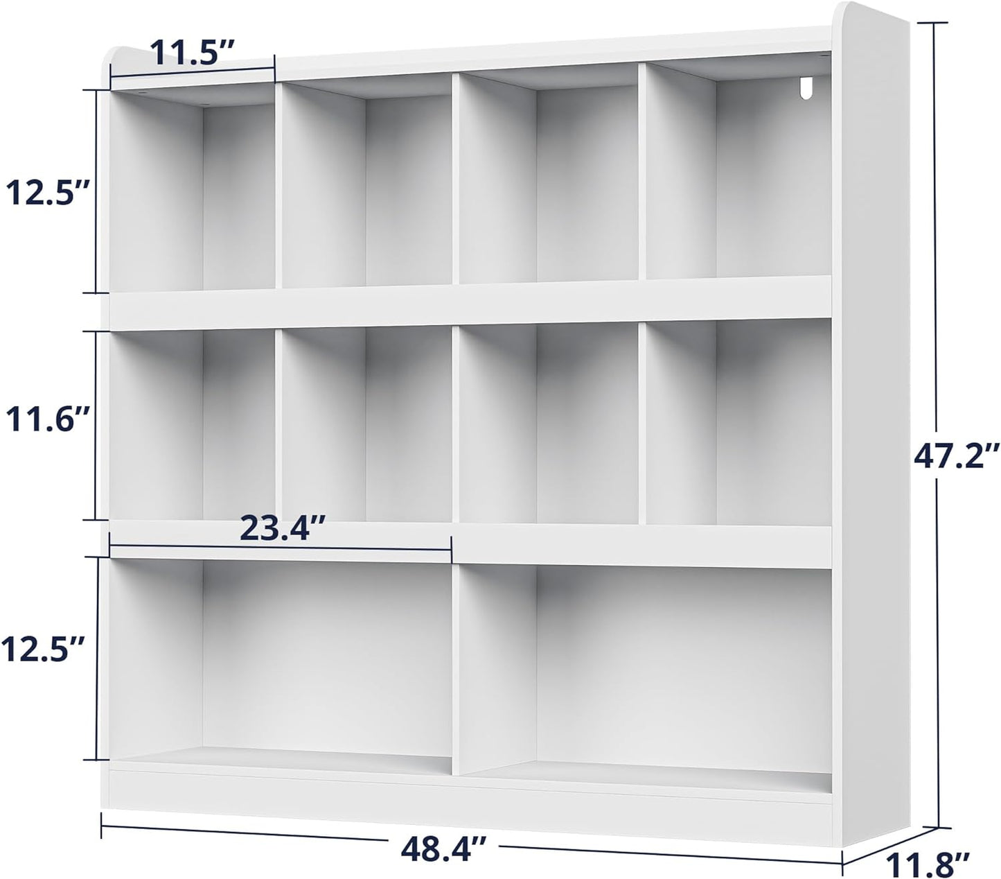 10-Cube Bookcase, 3 Tier Bookshelf, Kids Bookshelf Organizer, Wooden Bookcase with Anti-Tilt Device, Modern Storage Display Cabinet for Kids Room, Bedroom, Living Room