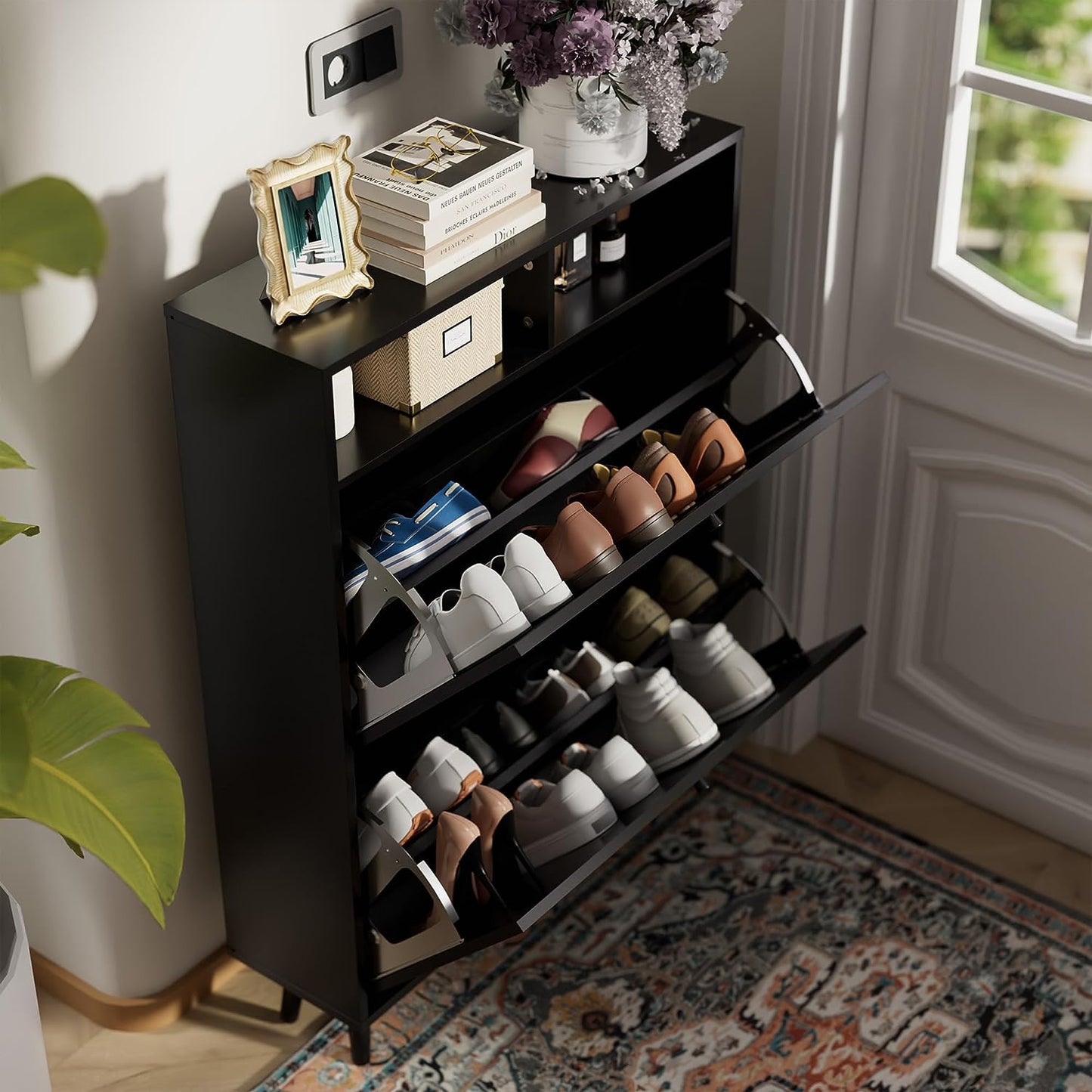 Shoe Cabinet with 2 Flip Drawers