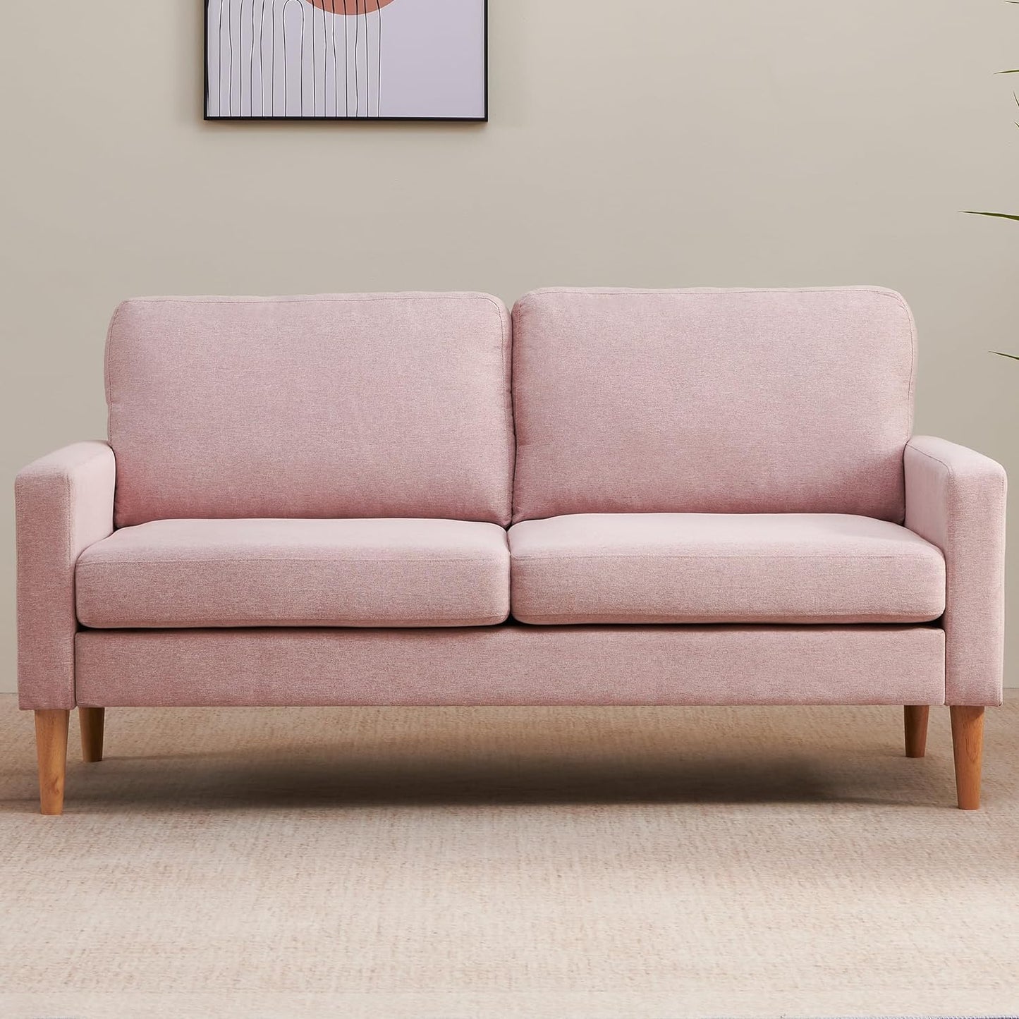 Couch for Small Spaces, 65 Inch Loveseat Sofa 2 Seat Couches for Bedroom, Spring Upholstered Small Sofa Couch with Solid Wood Frame, Tool Free Installation