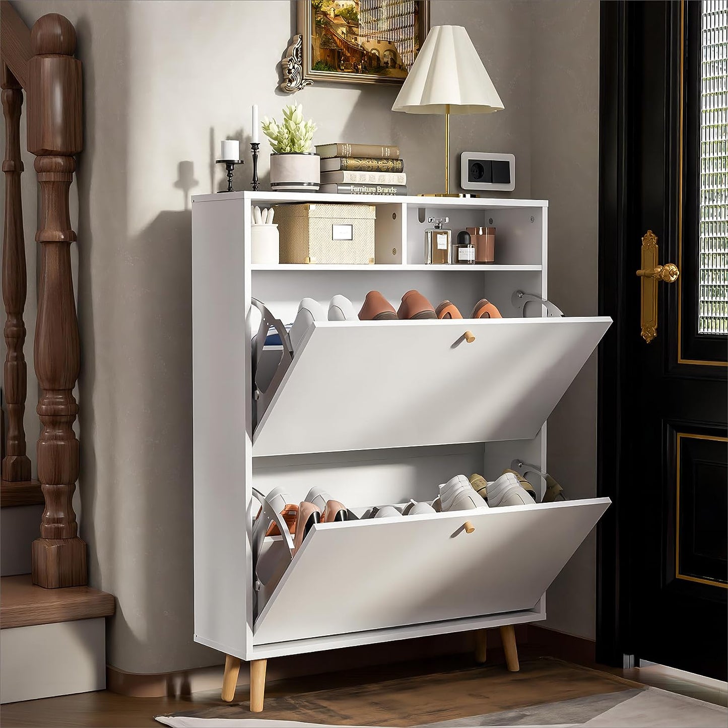 Shoe Cabinet with 2 Flip Drawers