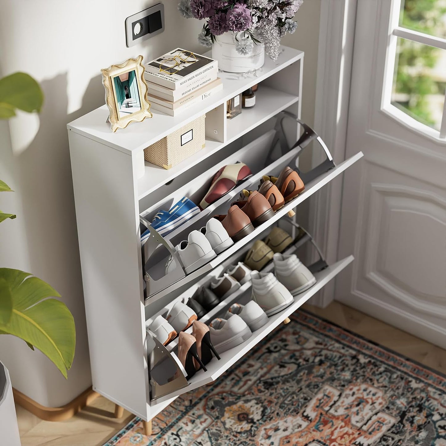 Shoe Cabinet with 2 Flip Drawers