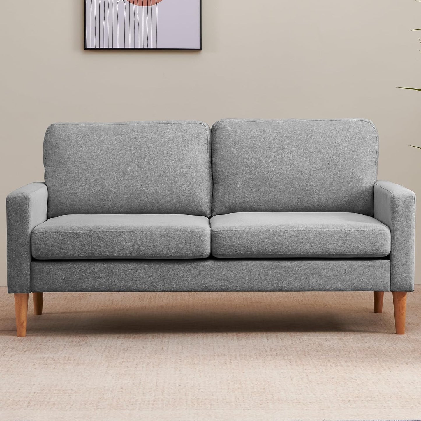 Couch for Small Spaces, 65 Inch Loveseat Sofa 2 Seat Couches for Bedroom, Spring Upholstered Small Sofa Couch with Solid Wood Frame, Tool Free Installation
