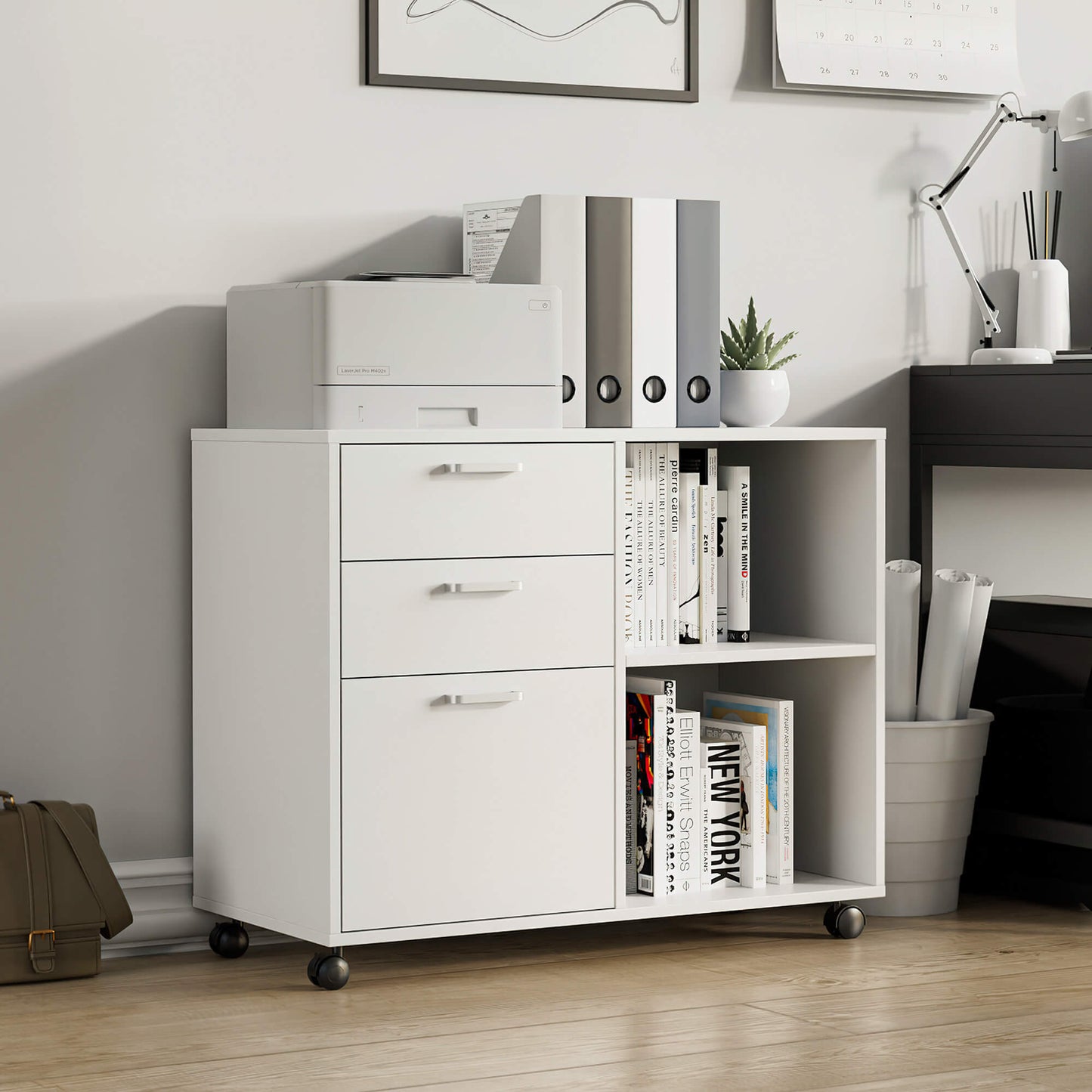 3-Drawer File Cabinet, White