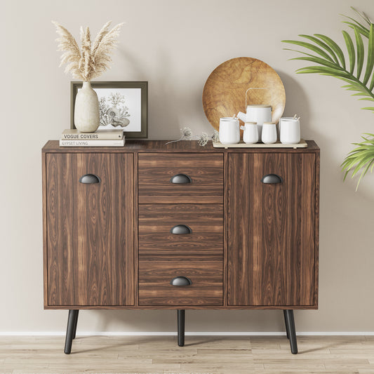 Storage Cabinet, 41" W x 33" H Accent Buffet Cabinet with 2 Doors & 3 Drawers, Freestanding Buffet Sideboard for Entryway, Office, Living Room, Walnut