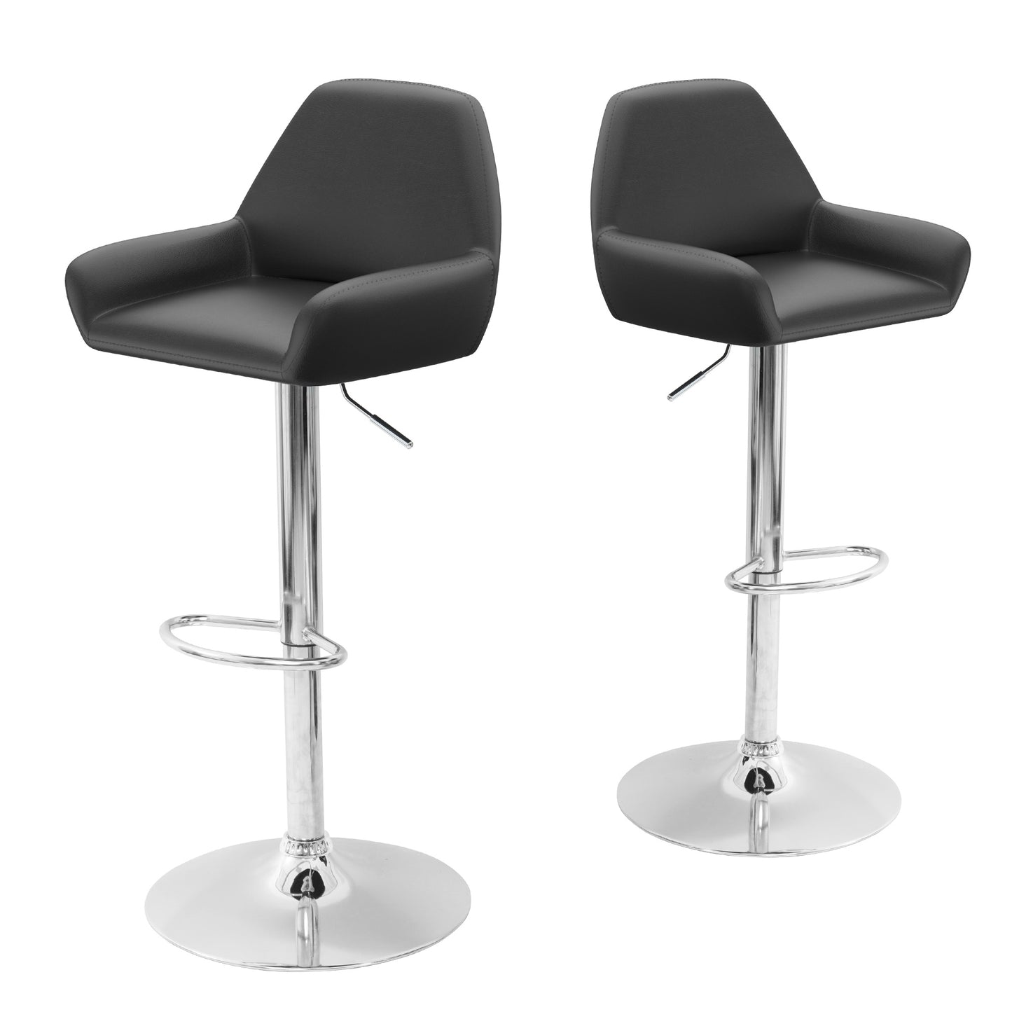 Bar Stools Set of 2, Faux Leather Counter Height Bar Stools with Back, Swivel Counter Stool Chair for Kitchen Counter, Black