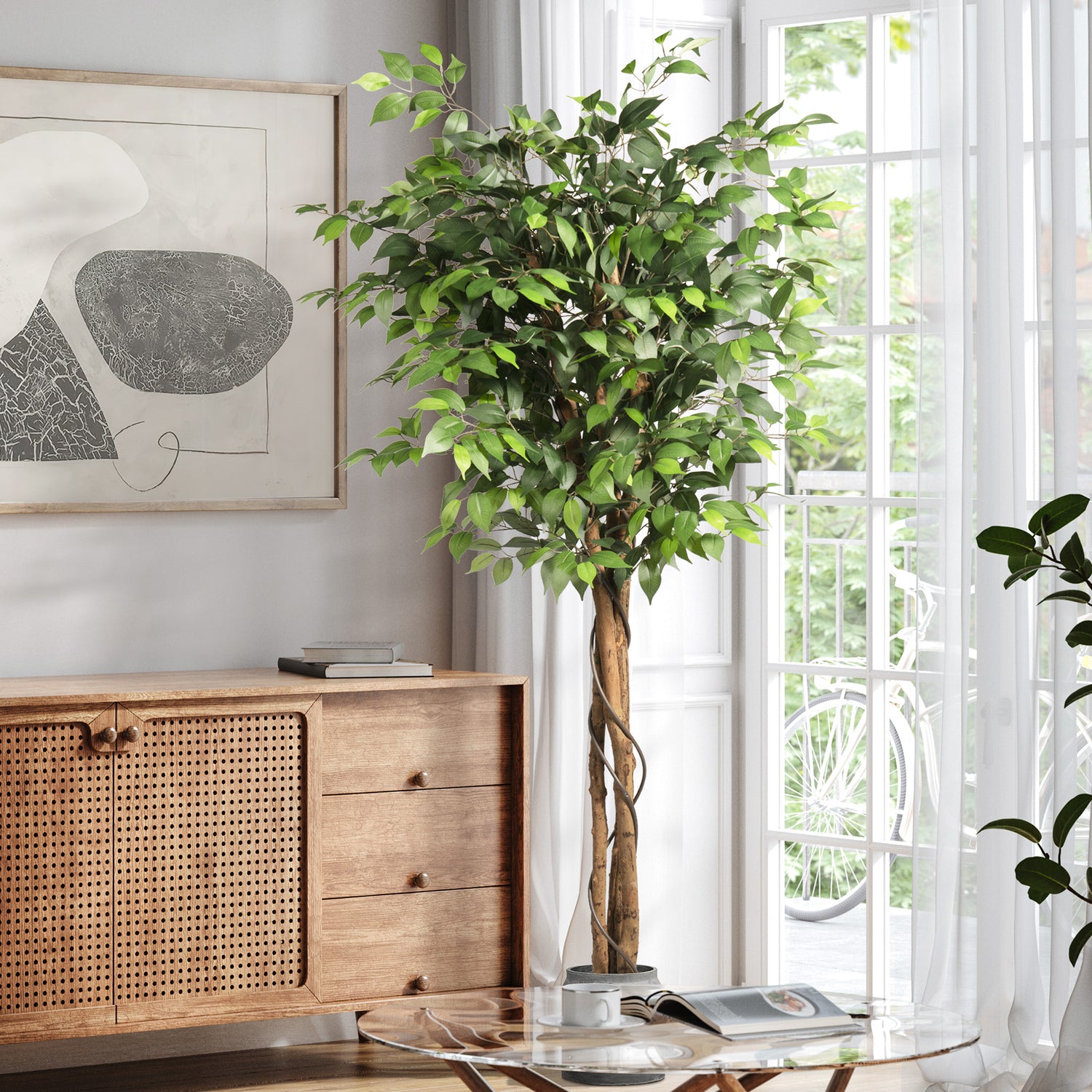 fake indoor trees plants Artificial Ficus Tree 71in