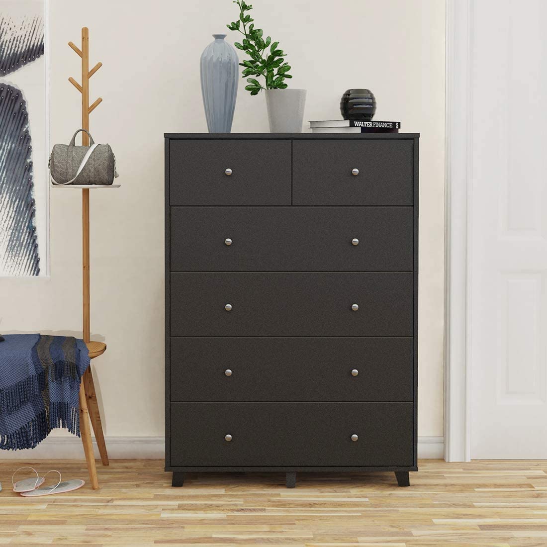 6 Drawer Dresser, MDF Board, Black