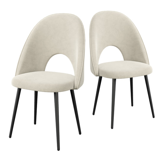 Kitchen & Dining Room Chairs, Velvet Mid Century Dining Chairs with High Back, Kitchen Chairs Set of 2, Beige