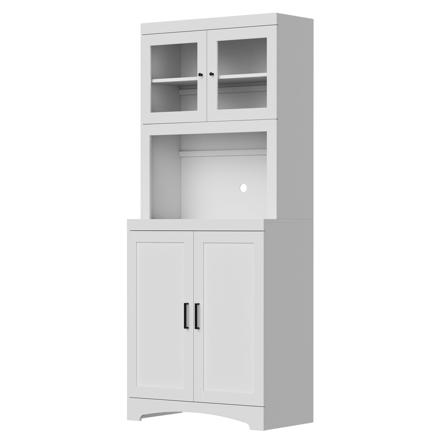 Cozy Castle White Kitchen Pantry, 70" Tall Kitchen Pantry Cabinet with Doors and Adjustable Shelves, Microwave Storage Cabinet for Home, Office