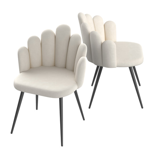 Kitchen & Dining Room Chairs, Velvet Mid Century Dining Chairs, Kitchen Chairs Set of 2, Beige