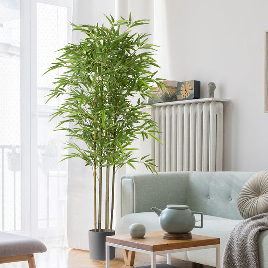 Bamboo Silk Tree, 60-Inch Artificial Bamboo Tree, Realistic Faux Bamboo Tree in Nursery Pot Fake Decorative Trees for Home, Office, Indoor & Outdoor Decor
