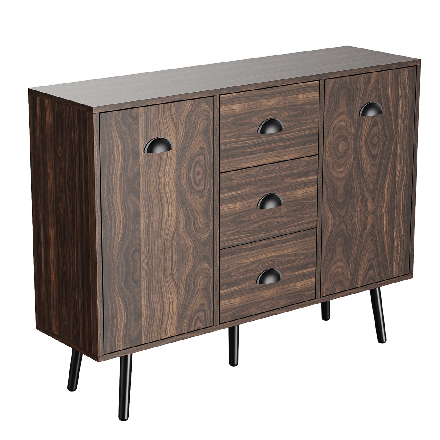 Storage Cabinet, 41" W x 33" H Accent Buffet Cabinet with 2 Doors & 3 Drawers, Freestanding Buffet Sideboard for Entryway, Office, Living Room, Walnut