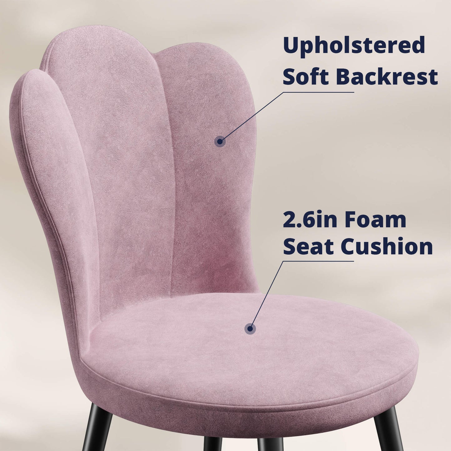 Kitchen & Dining Room Chairs, Upholstered Dining Chairs, Velvet Kitchen Chairs Set of 2, Dusty Pink