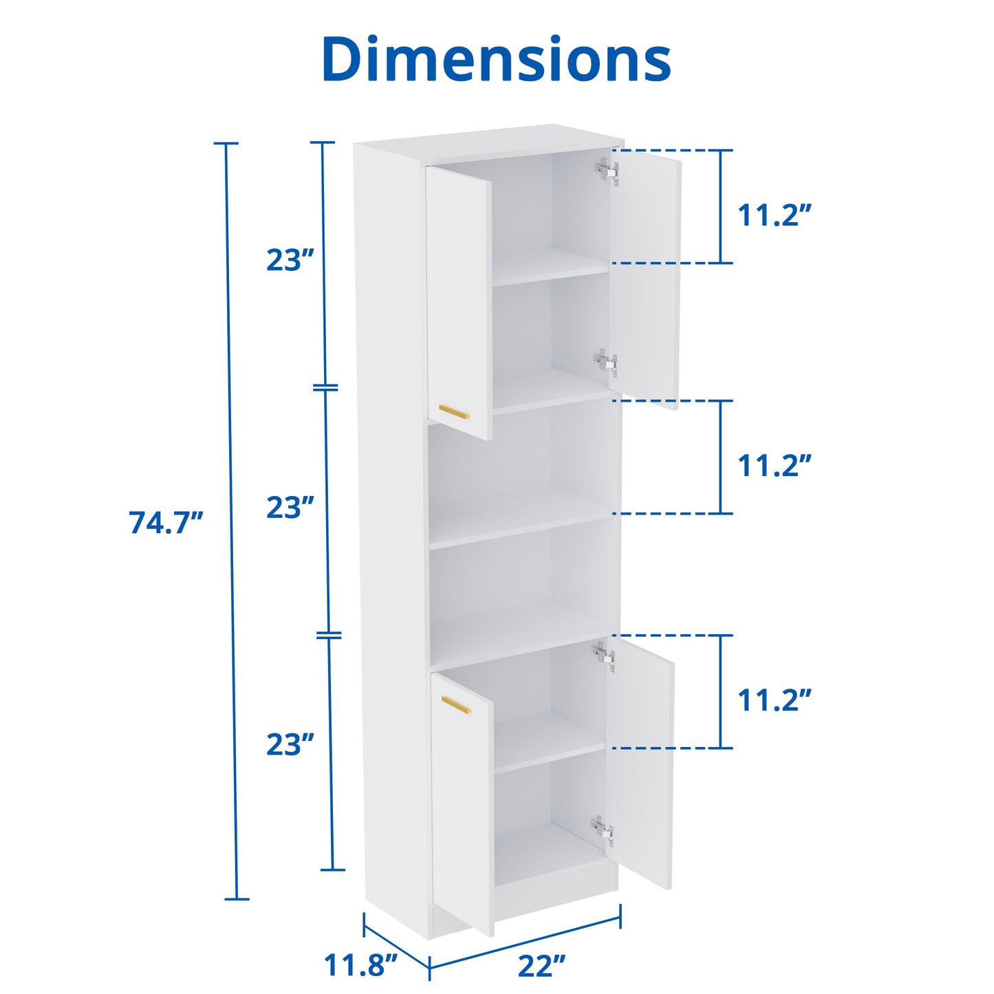 Cozy Castle Wood Pantry Cabinet, 75" Freestanding Kitchen Storage Cabinet with Doors and Adjustable Shelves, Storage Cabinet for Kitchen, Bathroom or Hallway