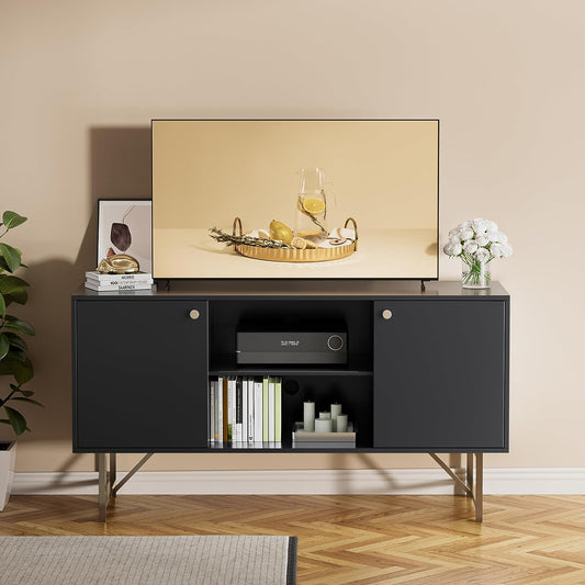 TV Stand for 50/55/60 inch TV, Mid-Century Modern TV Stand with Storage